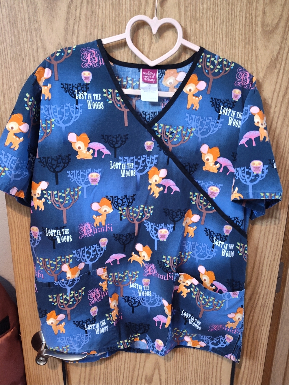 Bambi 'Lost in the Woods' Navy Scrub Top